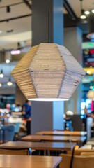 Woven Pendant Light Fixture in Restaurant Setting.