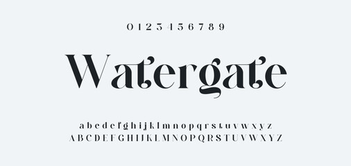 Fototapeta premium Elegant Font Uppercase Lowercase and Number. Classic Lettering Minimal Fashion Designs. Typography modern serif fonts regular decorative vintage concept. vector illustration