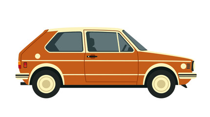 Fototapeta premium Retro Orange Hatchback Car Illustration