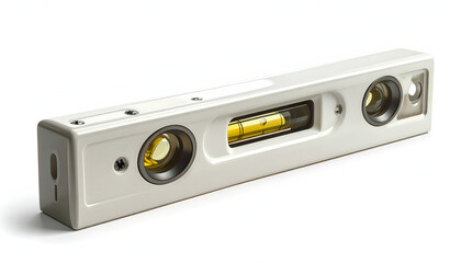 Obraz premium A close-up of a white construction level with three circular bubble vials