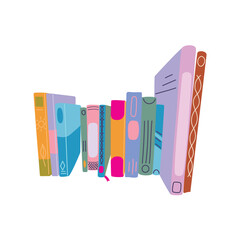 Obraz premium Colorful row of books in flat vector style. Illustration for library, bookstore, and home office decor. Design for educational projects and reading lovers