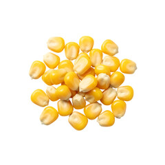 Fototapeta premium A scattered pile of yellow corn kernels showcasing their texture and form on transparent background