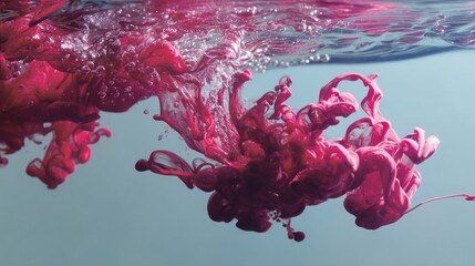 Abstract red ink swirling in water