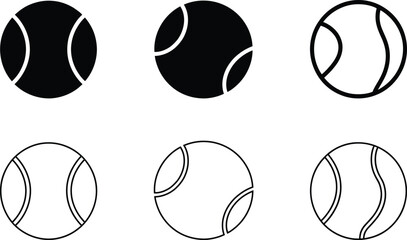 Fototapeta premium Illustration of tennis ball designs with varying line patterns and shading