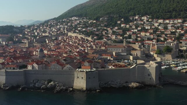 Aerial view of Dubrovnik's beautiful architecture and historical sites, Dubrovnik, Croatia