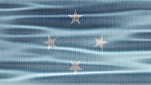 Micronesia flag waving in the wind with high quality fabric texture