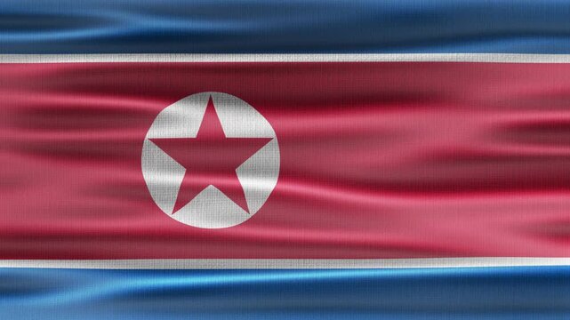 North Korea flag waving in the wind with high quality fabric texture
