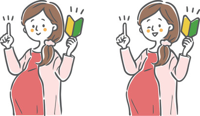 初めての妊娠　OKサイン　妊婦さん　ベクター