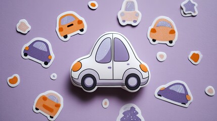 Naklejka premium Cute little car with a white background
