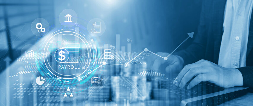 Payroll for employee concept. Efficient payroll management system with integrated digital communication and financial planning tools, enhancing business operations. not ai