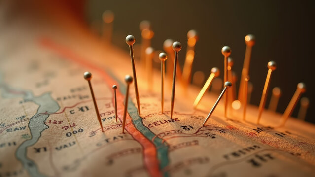 Acupuncture needles with energy meridians glowing along body, gold needles on aged medical chart grunge, alternative healing, acupuncture therapy