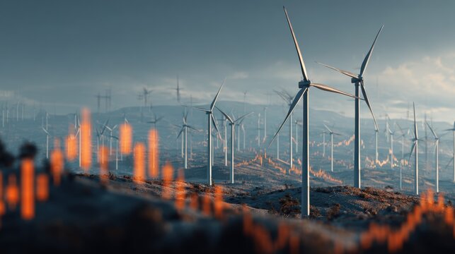 Stunning Cinematic Landscape of Wind Turbines with Energy Expansion