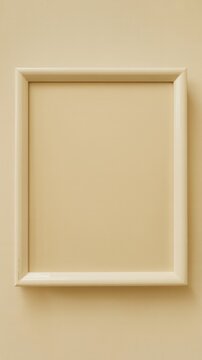 Empty white frame on beige wall empty frame
