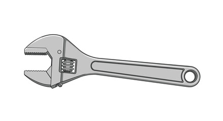 A silver adjustable crescent wrench with a movable jaw.