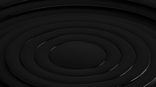 Black concentric rings ripple smoothly, conveying exclusivity and elegance. Premium sleek aesthetic. Perfect for luxury cosmetic branding, high-end automotive advertising, and tech brand identity.