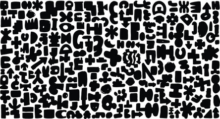 Hand drawn design elements collage various illustrative typography styles © Nacar