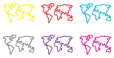 world map outline icon set for global travel and geography © Muhammad
