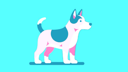 Colorful Cartoon Dog Standing Profile View.