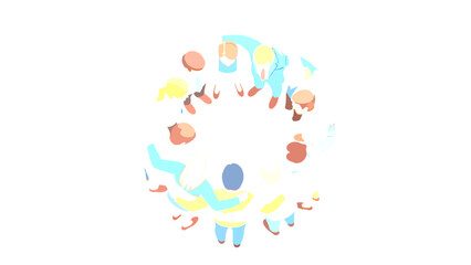 Obraz premium Diverse People Forming Circle Around Space.
