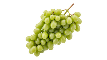 Bunch of green grapes on stem fruit isolated on a transparent background