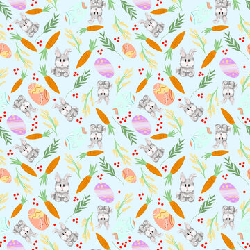 Easter egg pattern with rabbit and carrots