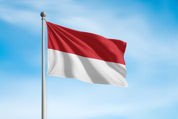 Monaco National Flag Waving In Wind