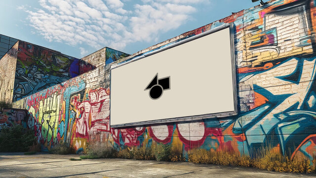 Urban City Graffiti Walls Mockup 5 &ndash; Street Art Branding Presentation, Grunge Concrete Wall Poster Display, Hip Hop Urban Advertising Showcase Template