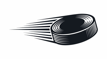 Hockey Puck in Motion Vector Illustration | Black and White Speed Lines Hockey Puck Vector Clipart | Dynamic Ice Hockey Equipment Graphic Design Assets for Logos
