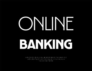 Fototapeta premium Vector Trendy icon Online Banking. Classic White Font. Modern Uppercase Alphabet Letters and Numbers