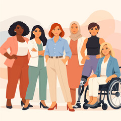 Fototapeta premium Inclusive Group of Women Celebrating International Women's Day with Disability Representation