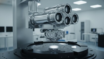 Fototapeta premium Advanced Gleaming Optical Inspection Lens System for Precision Industrial Quality Control