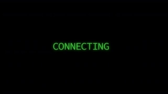 connecting text with a retro computer screen style on a transparent background. motion text 4k video with alpha channel