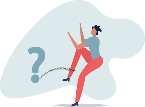 Struggle with unanswered question, problem or difficulty, hard questions or unsolvable quest concept.person's life situation and his activities.