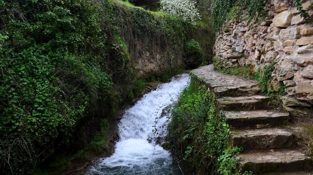 Waterfalls in the village of Tobera, in the municipality of Fr&iacute;as, in the Merindades region. Burgos. Castile and Le&oacute;n. Spain. Europe