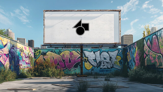 Urban City Graffiti Walls Mockup 1 &ndash; Street Art Branding Presentation, Grunge Concrete Wall Poster Display, Hip Hop Urban Advertising Showcase Template