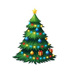 Obraz premium Illuminated christmas tree with ornaments and gifts