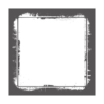 Black and white textured square frame border with distressed edges