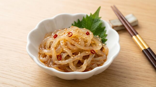 chuka kurage Japanese jellyfish salad with shiso leaf