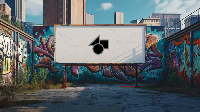 Urban City Graffiti Walls Mockup 5 &ndash; Street Art Branding Presentation, Grunge Concrete Wall Poster Display, Hip Hop Urban Advertising Showcase Template