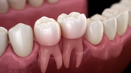 Anatomical Render Showing Lower Molar Region With a Focus on Extracted Wisdom Tooth Area for Dental Education and Analysis