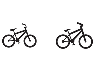 Obraz premium Two black bicycle silhouettes side by side on white background bike icons cycling symbols