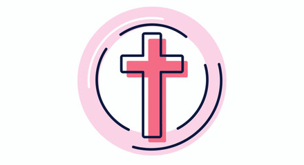 Obraz premium Cross with Soft Circle Background Vector Flat Illustration