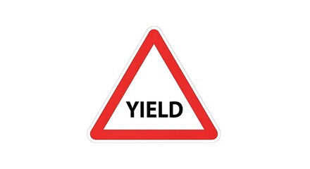 Yield road sign warning triangle symbol.