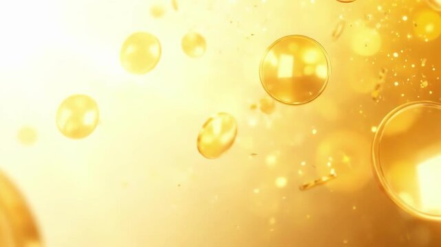 Shiny golden coins floating on a glowing abstract background with sparkling effects. Saint Patrick's Day, St Paddy's Day, St Patty's Day - Irish National Holiday and Cultural Celebration