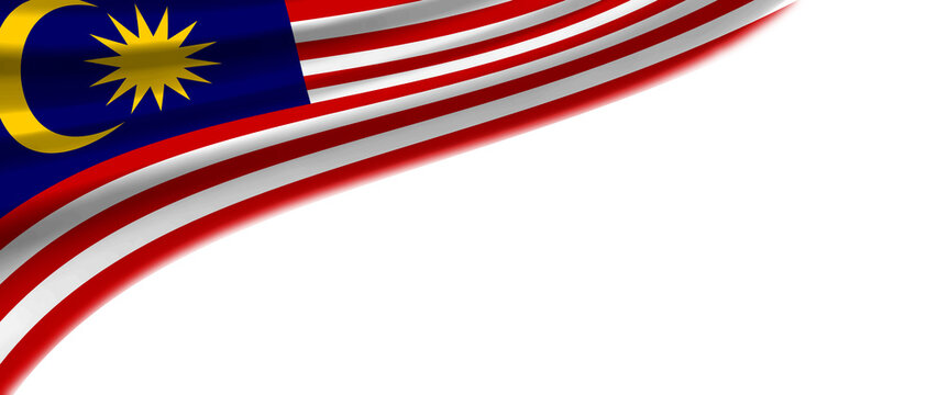 White background with the Malaysian flag in the upper left corner
