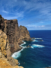Cliffs and coastal landscape of Madeira in autumn