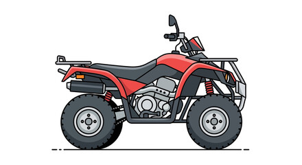 Obraz premium Red ATV Quad Bike Side View Illustration