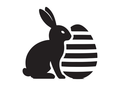 easter bunny egg logo silhouette vector, easter eggs silhouette vector illustration, easter bunny silhouette  egg logo, animals easter bunny with egg logo silhouette design on white background