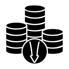 Financial losses vector icon. Revenue decline Illustration sign. Market decline symbol. Economic decline logo.