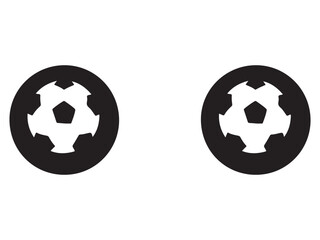 Obraz premium Two identical soccer ball icons in black circles on white background for sports design